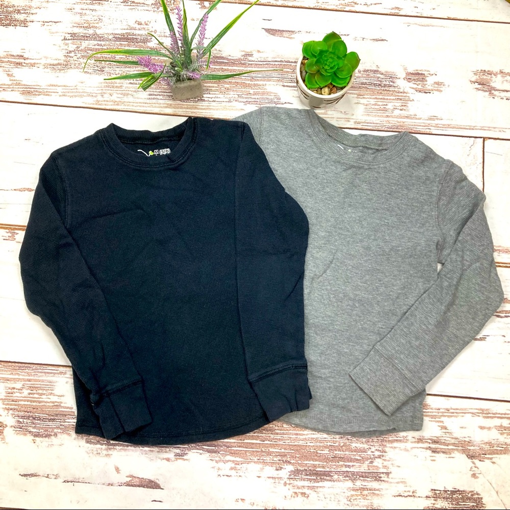 Jumping Beans Thermal Shirt Bundle Long Sleeve Black & Gray Sz M(5-6)